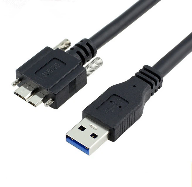USB 3.0 yon gason pou Micro B belye klete vis kab